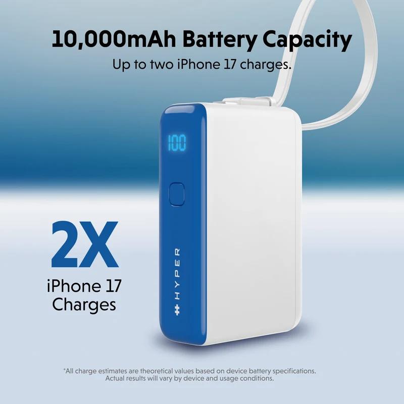 Batterie externe HyperJuice Flex 10K 30 W - Bleu