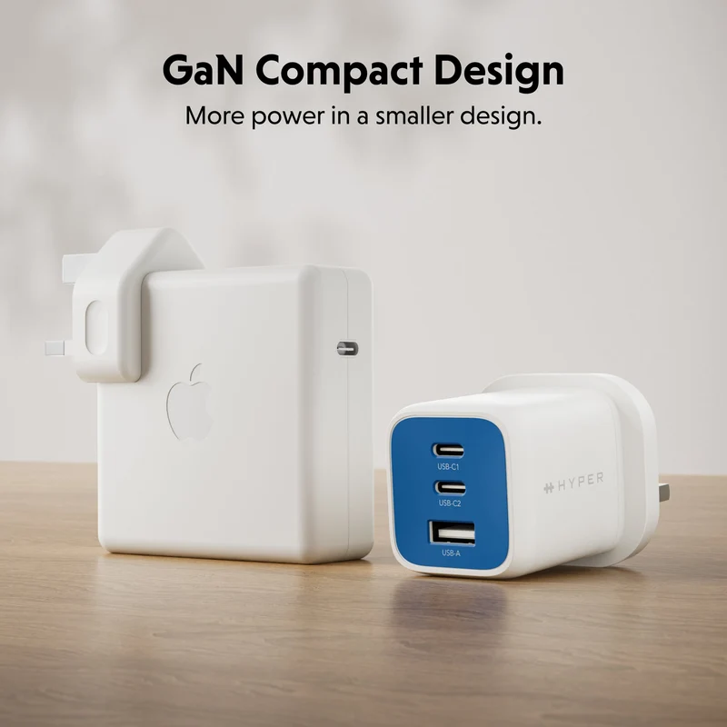 Chargeur GaN HyperJuice Flex 65 W - Bleu (Royaume-Uni)