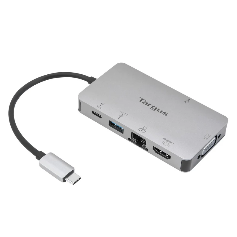 Station d'accueil USB-C avec mode alternatif DP pour un seul écran 4K HDMI/VGA avec technologie Power Delivery 100 W et fonction pass-through
