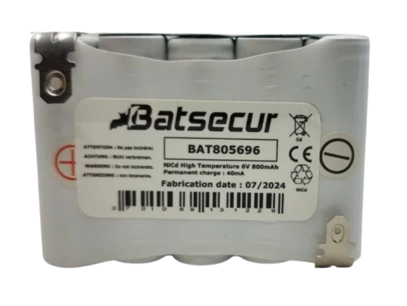 Batterie BAES 6V 800mAh NiCd Faston 805696 – 5VTAA Compatible URA Legrand Saft