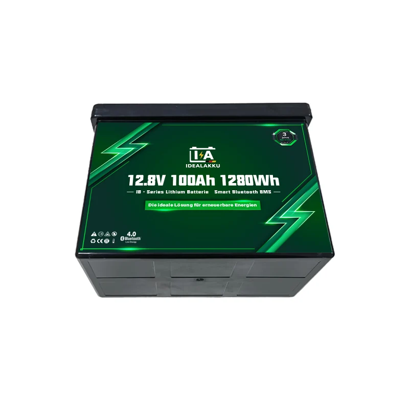 Batterie Lithium LiFePO4 12.8V 100Ah IDEALAKKU IB-12-100 Bluetooth BMS intégré