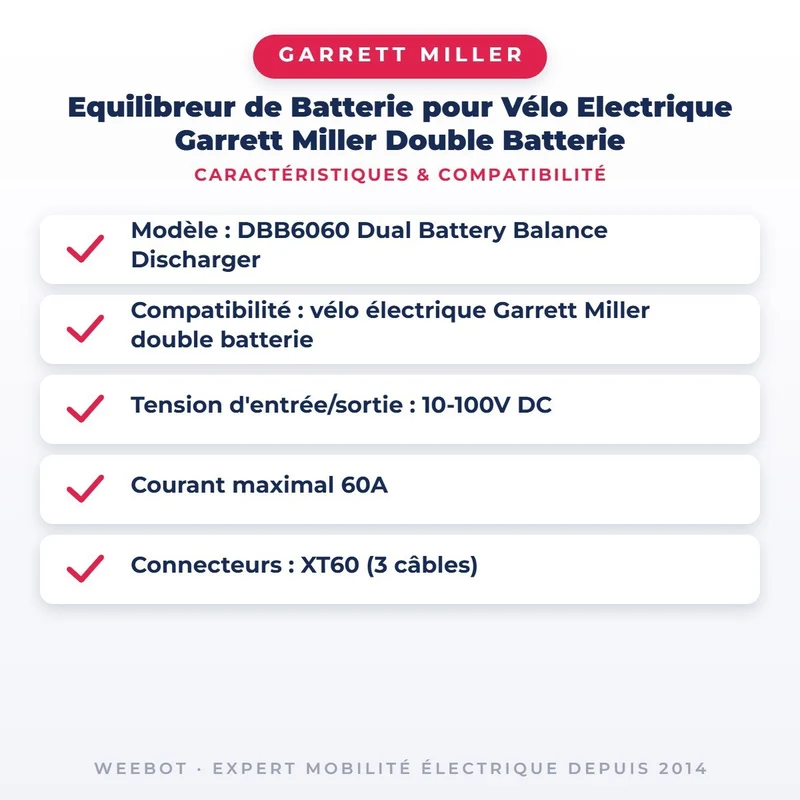 Equilibreur de Batterie pour Vélo Electrique Garrett Miller Double Batterie