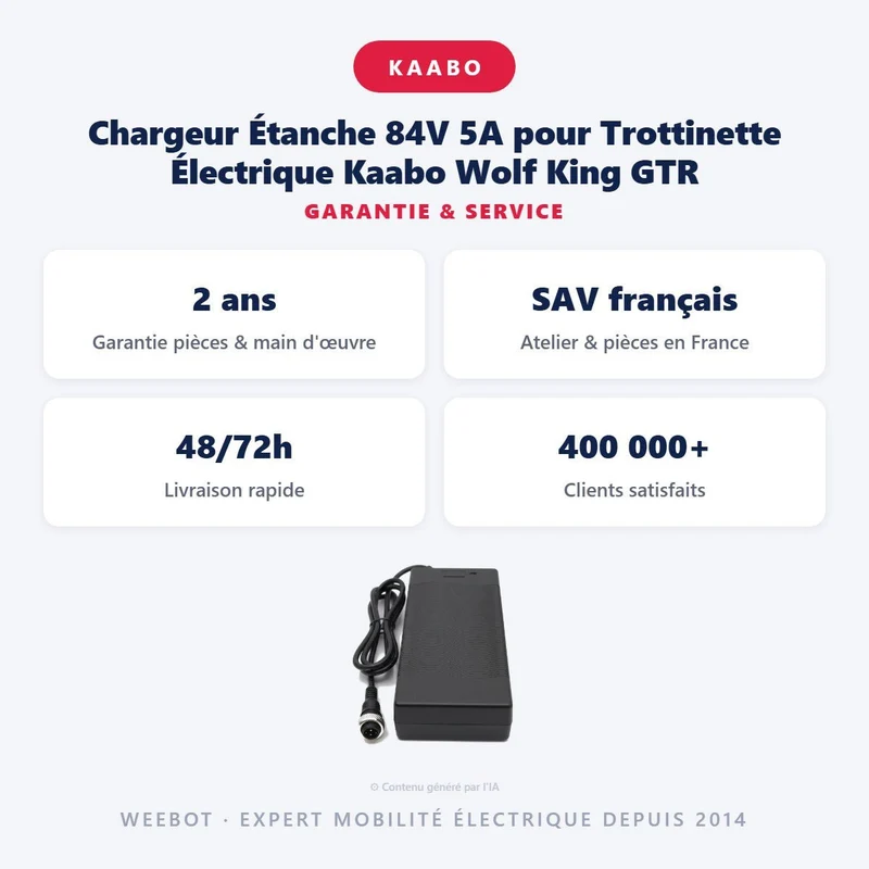 Chargeur Étanche 84V 5A pour Trottinette Électrique Kaabo Wolf King GTR