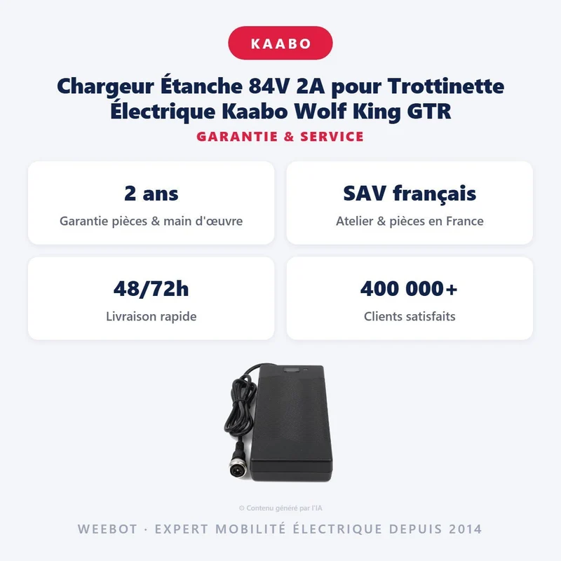 Chargeur Étanche 84V 2A pour Trottinette Électrique Kaabo Wolf King GTR