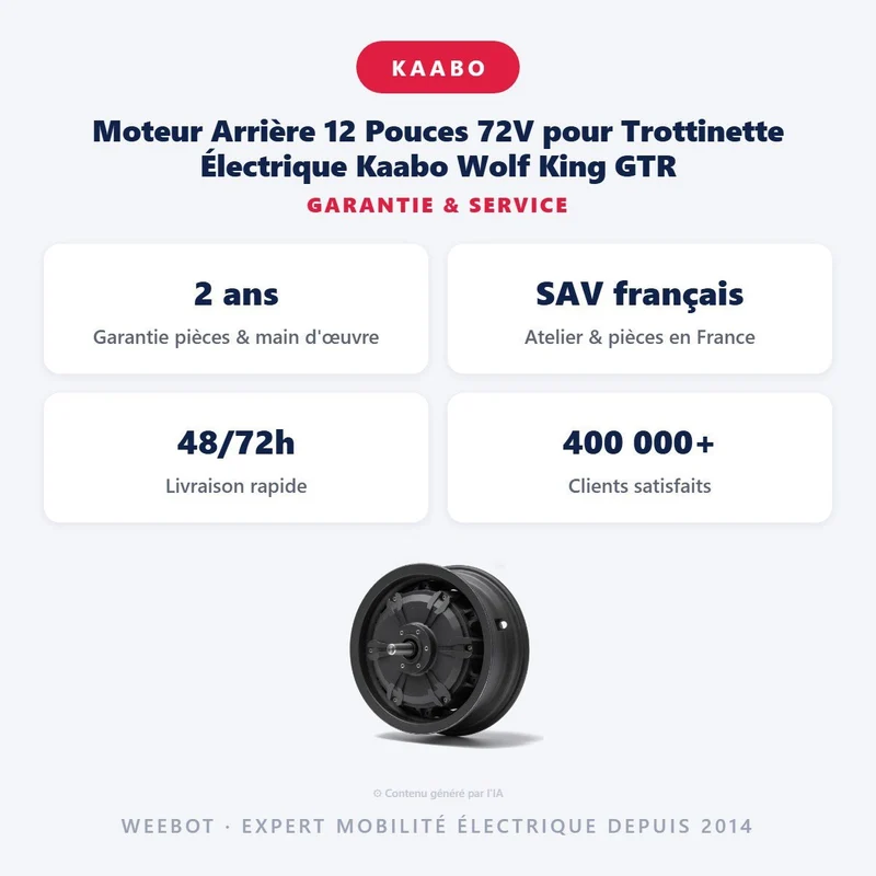 Moteur Arrière 12 Pouces 72V pour Trottinette Électrique Kaabo Wolf King GTR
