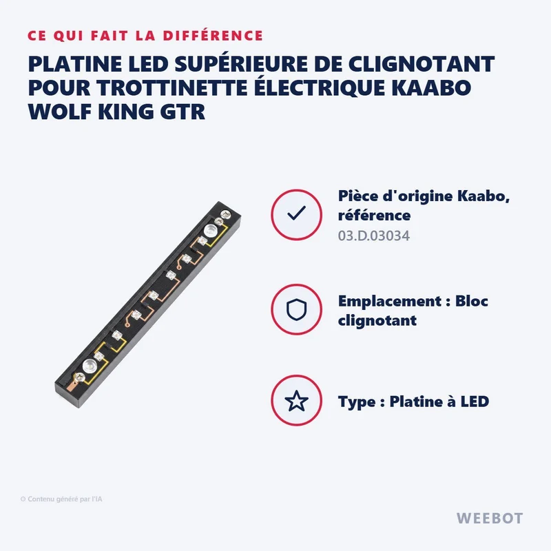 Platine LED Supérieure de Clignotant pour Trottinette Électrique Kaabo Wolf King GTR