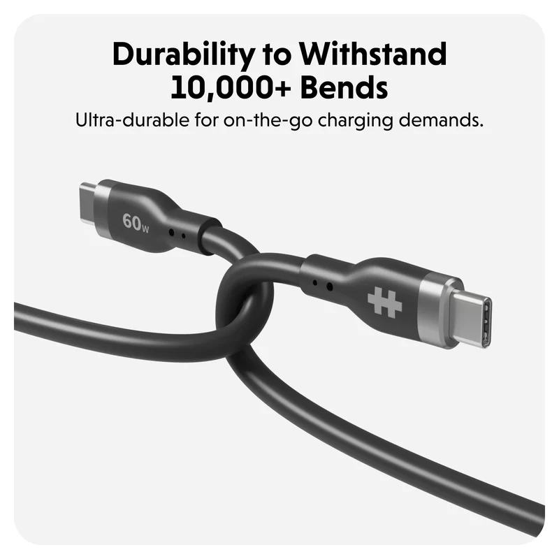 HyperJuice Câble de charge USB-C en silicone (1,5 m) - Noir