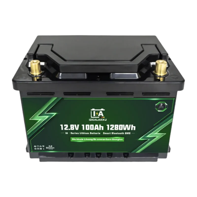 Batterie Lithium LiFePO4 12.8V 100Ah (1280Wh) IDEALAKKU IA-12-100-MINI – Bluetooth & BMS