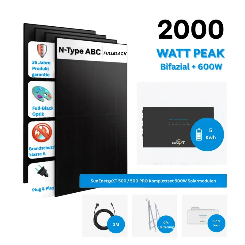 SunEnergyXT 500 / 500 PRO complete storage set with 4× 500 W solar modules