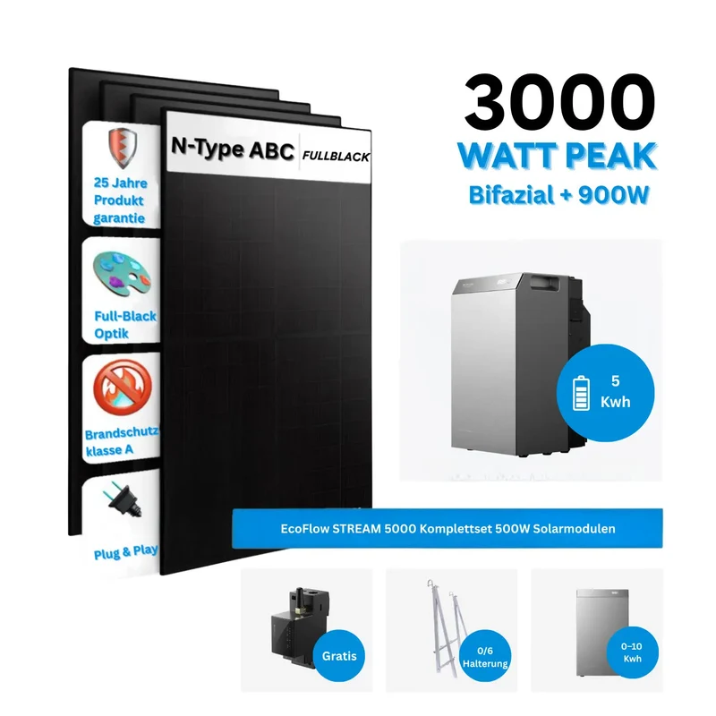 EcoFlow STREAM 5000 complete set with 4–8 × 500 W solar modules