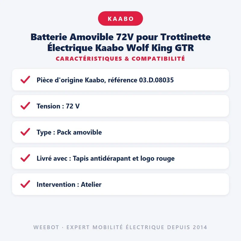 Batterie Amovible 72V pour Trottinette Électrique Kaabo Wolf King GTR