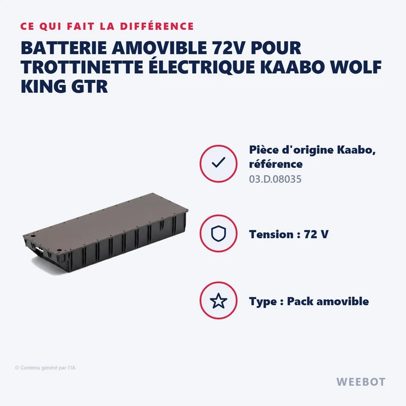 Batterie Amovible 72V pour Trottinette Électrique Kaabo Wolf King GTR