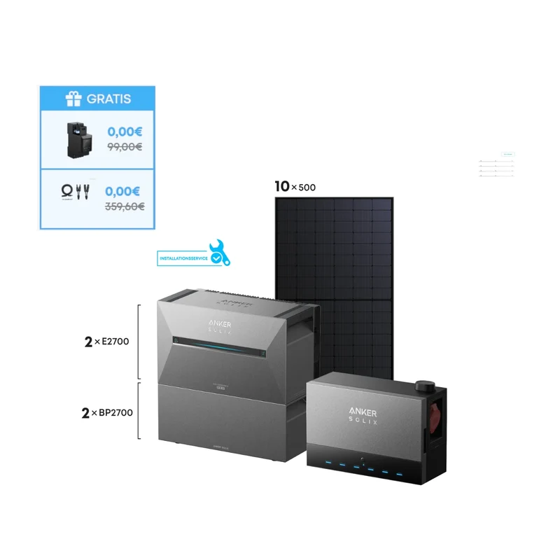 Anker Ensemble SOLIX Power Dock tout inclus avec 16 panneaux solaires de 500 W