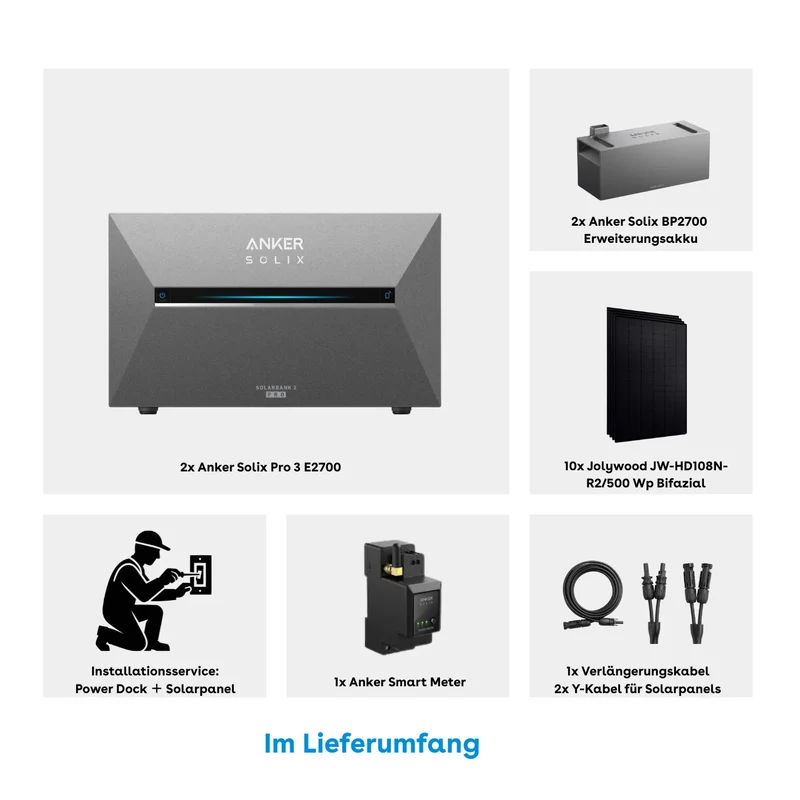 Anker Ensemble SOLIX Power Dock tout inclus avec 16 panneaux solaires de 500 W