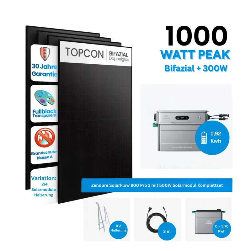 Zendure SolarFlow 800 Pro 2 storage system with 500W solar module complete set