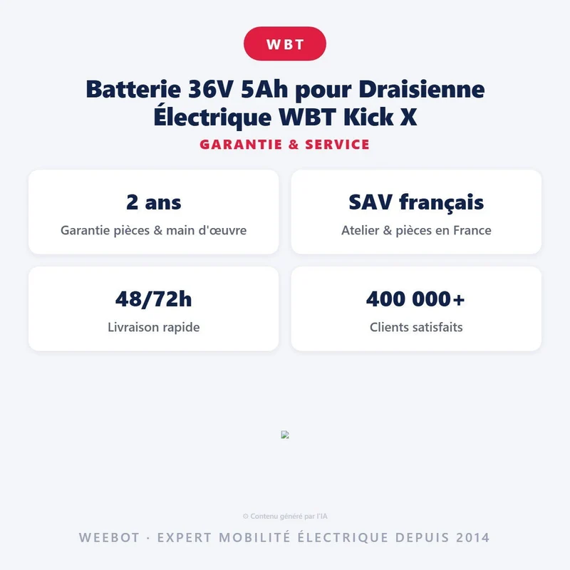 Batterie 36V 5Ah pour Draisienne Électrique WBT Kick X