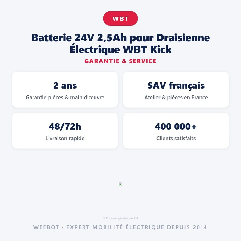 Batterie 24V 2,5Ah pour Draisienne Électrique WBT Kick