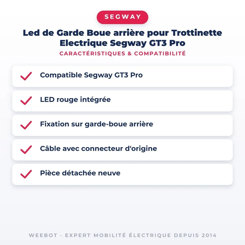 Led de Garde Boue arrière pour Trottinette Electrique Segway GT3 Pro