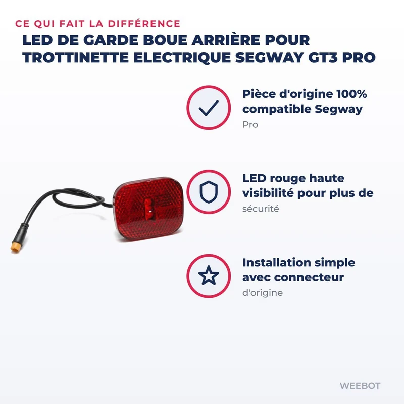 Led de Garde Boue arrière pour Trottinette Electrique Segway GT3 Pro