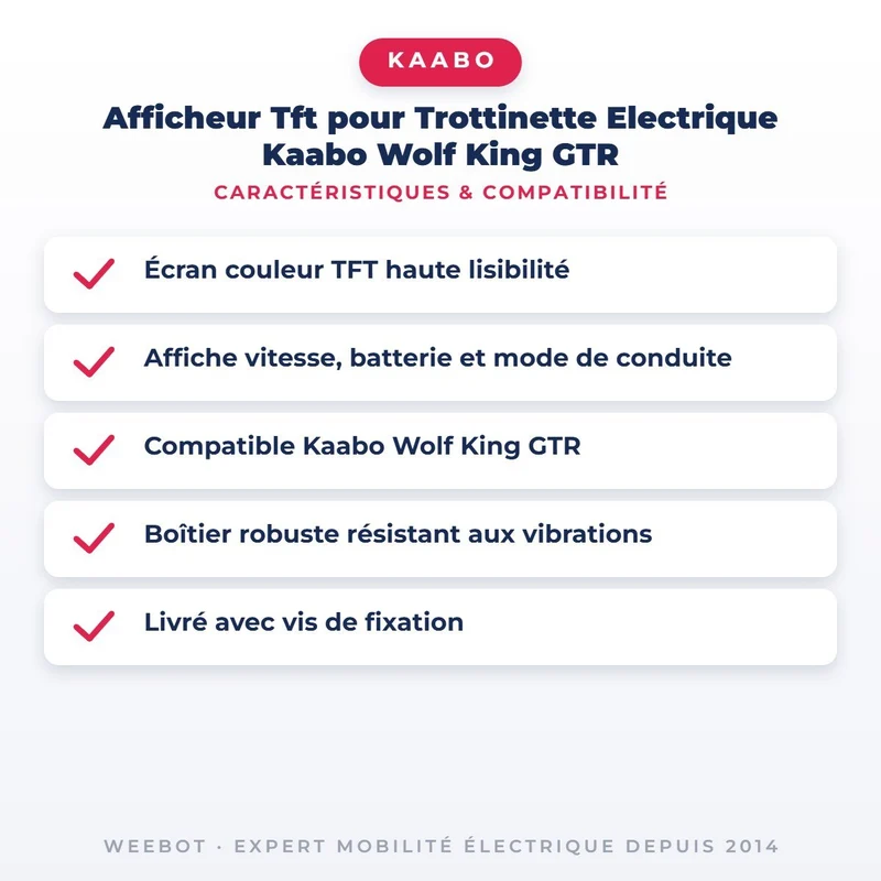Afficheur Tft pour Trottinette Electrique Kaabo Wolf King GTR