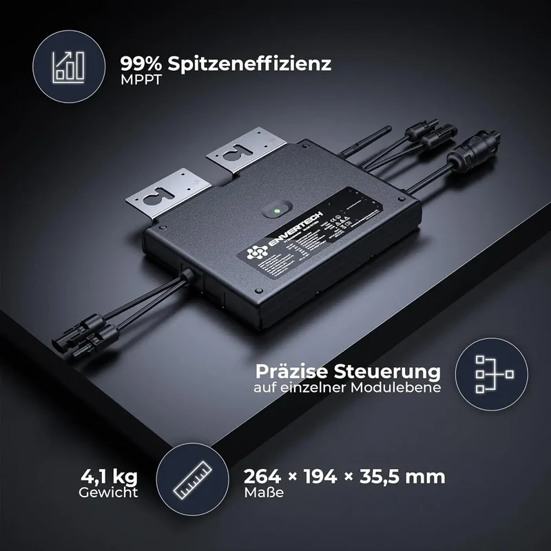 Micro-onduleur Envertech EVT1000B avec câble Schuko de 5 m