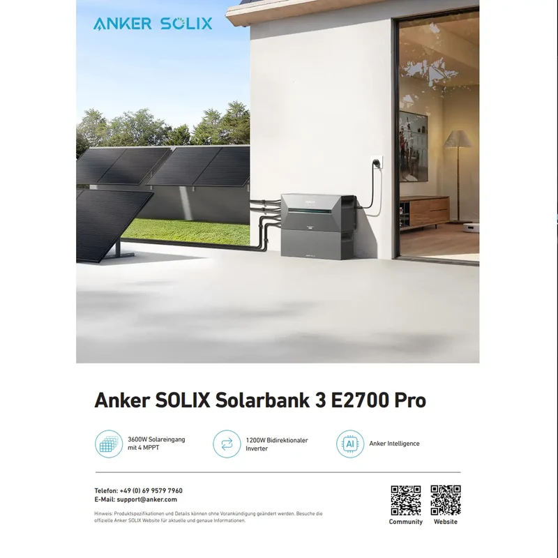 Anker Système de stockage SOLIX Solarbank 3 E2700 Pro 2,68 kWh avec compteur intelligent