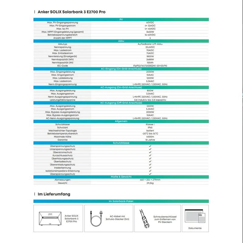 Anker Système de stockage SOLIX Solarbank 3 E2700 Pro 2,68 kWh avec compteur intelligent