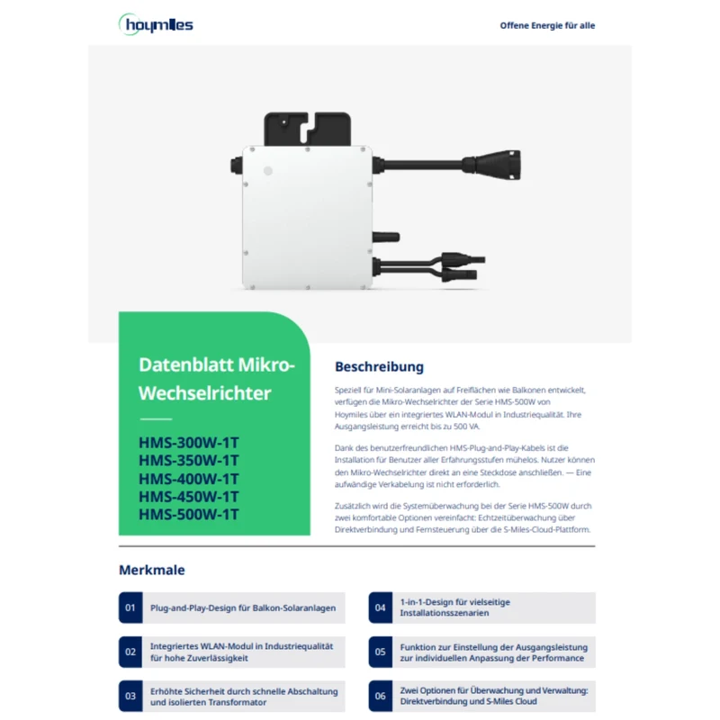 Hoymiles HMS-400W-1T microinverter WiFi integrated