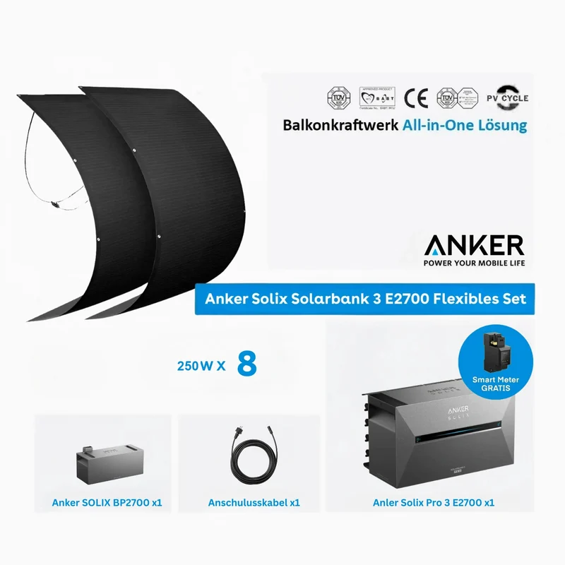 Anker SOLIX solar bank 3 E2700 Pro storage 5,37 kWh 250W x8 flexible set