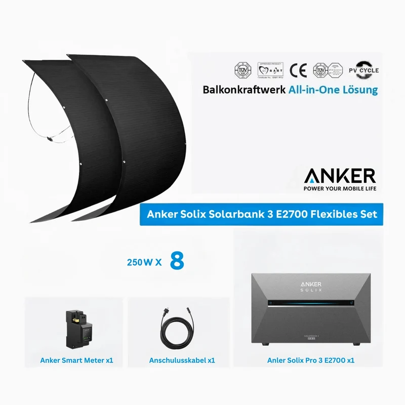 Anker SOLIX solar bank 3 E2700 Pro storage 2,68 kWh 250W x8 flexible set