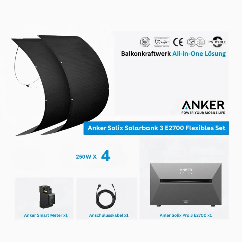 Anker SOLIX solar bank 3 E2700 Pro storage 2,68 kWh 250W x4 flexible set