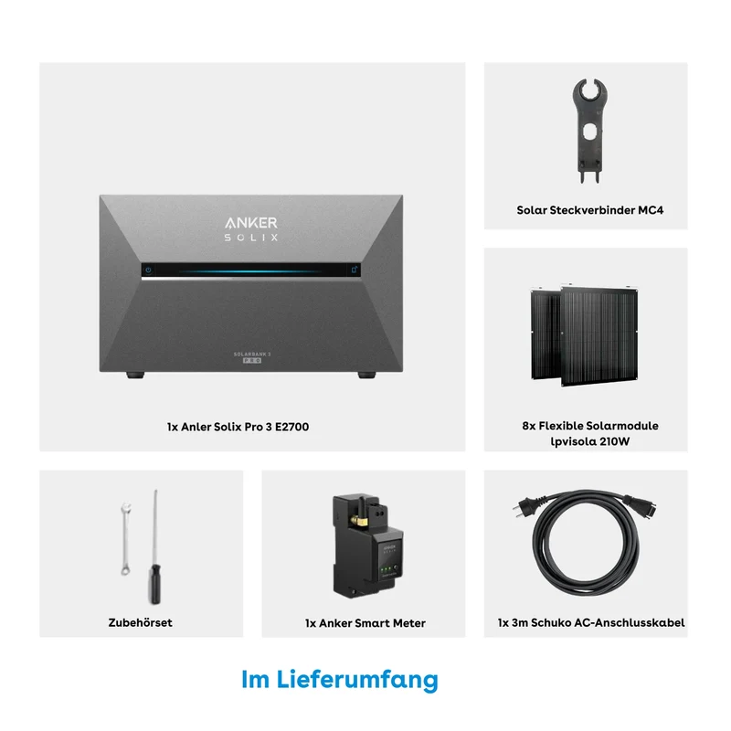 Anker SOLIX Solar Bank 3 E2700 Pro Stockage 2,68 kWh 210W x8 kit flexible