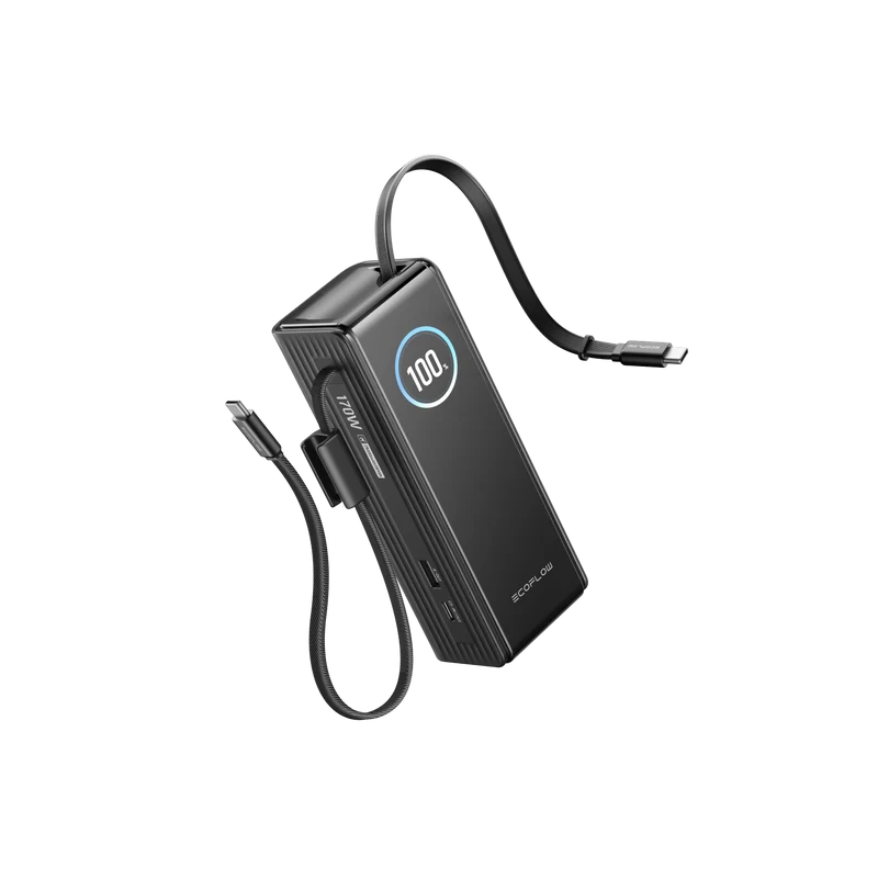 EcoFlow RAPID Power Bank (25,000mAh, 170W, 100W Built-In and Retractable Cables)