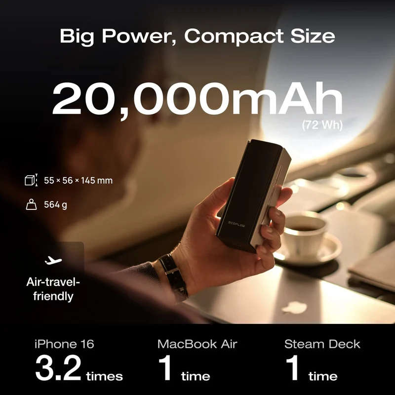 EcoFlow RAPID Pro Power Bank(20,000mAh, 230W, 100W Built-in Cable)