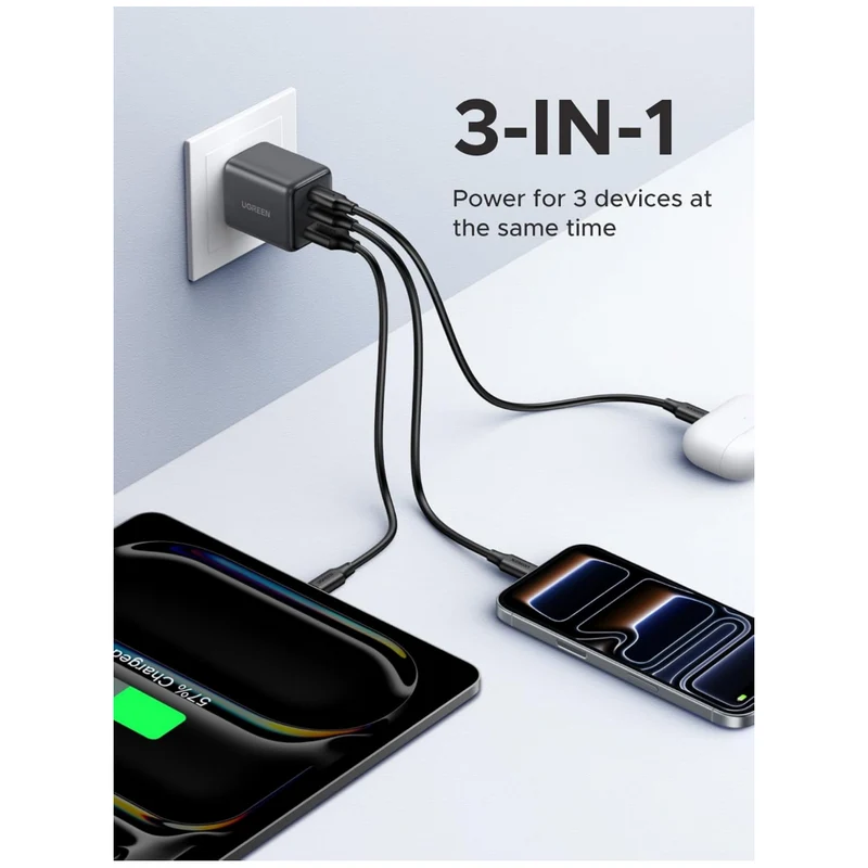 UGREEN 30W 3-Port GaN II USB-C Charger with 2 USB-C and USB-A