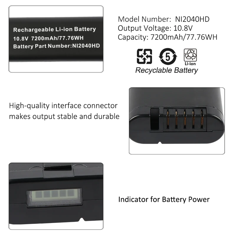 NI2040HD Battery For Oscor Green 24G Spectrum Analyzer 7200mAh