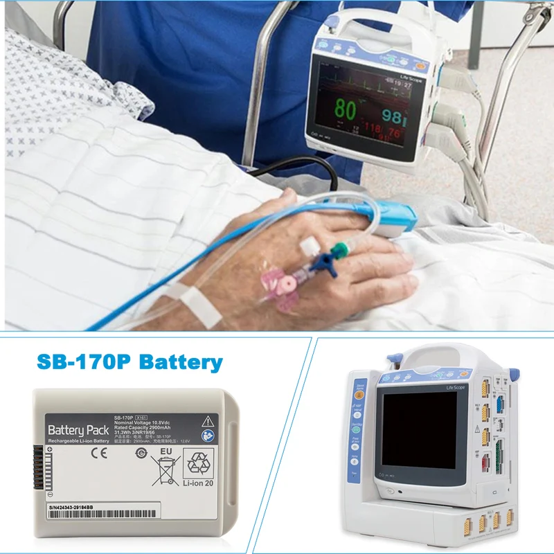 Nihon Kohden Type X161 Patient Monitor Battery SB-170P 31.3Wh 10.8V Long-Lasting Replacement