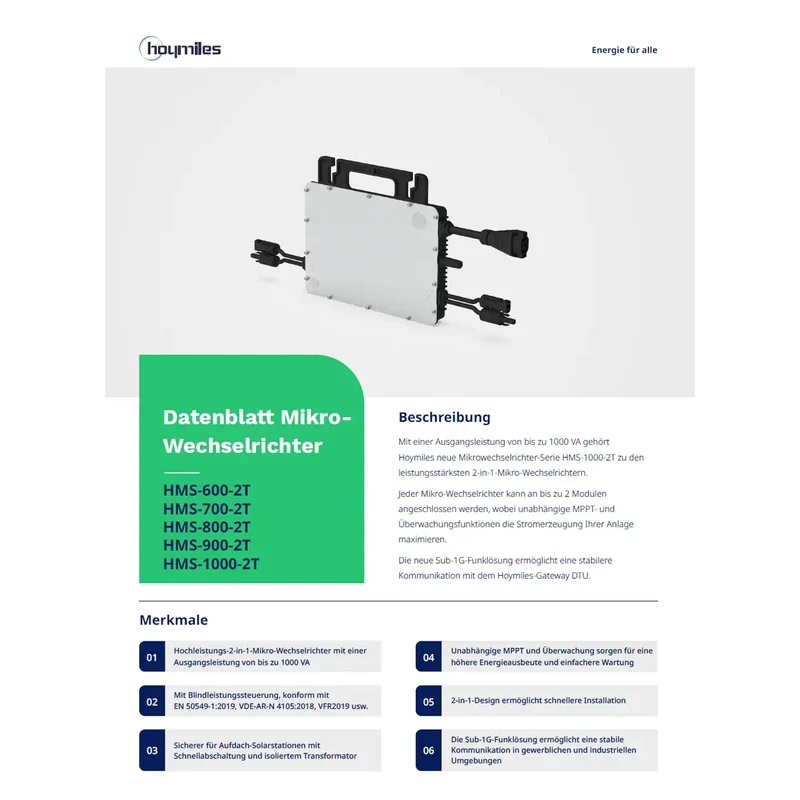 Hoymiles HMS-900-2T microinverter WITHOUT WIFI