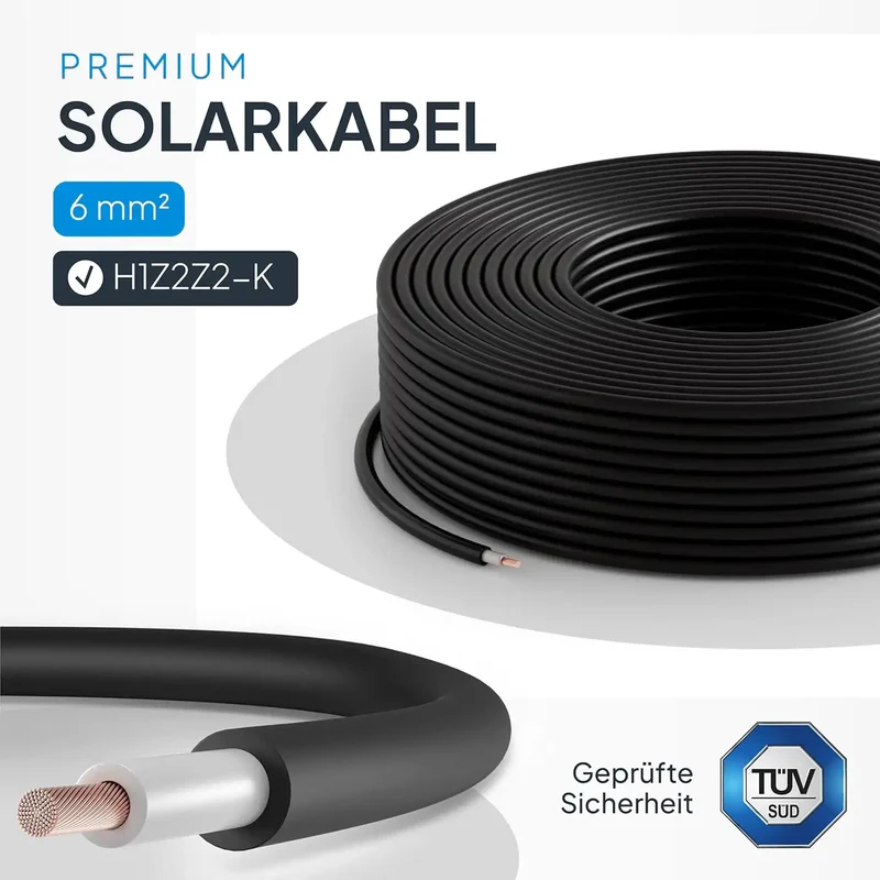 Câble de rallonge H1Z2Z2-K 6mm2 noir/rouge avec connecteur MC4, 1 m – 50 m