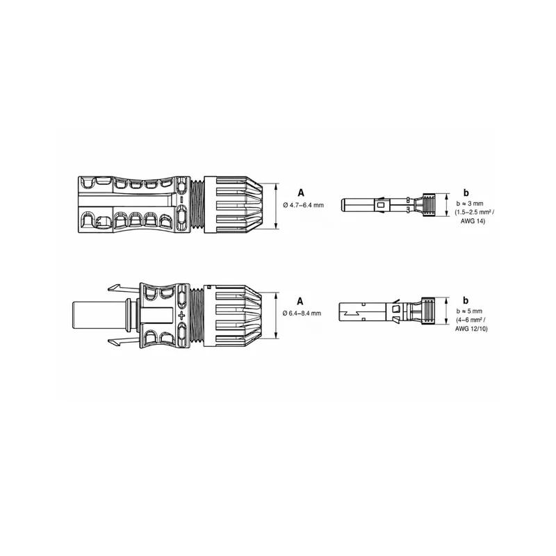 Stäubli MC4-EVO 2 plug and socket for solar systems 4-6 mm²