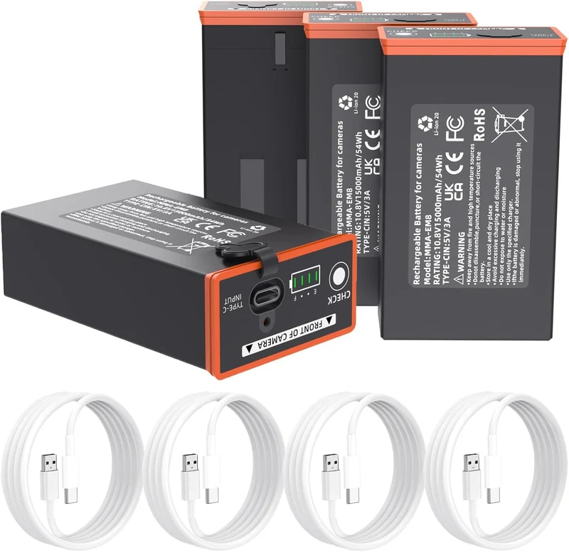 4Pack MMA-EM8 5000mAh Battery Compatible with Edge Series Cellular Trail Camera