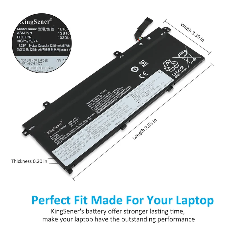 L18M3P73 Battery for Lenovo ThinkPad T490 T495 P43S T14 P14s, 11.52V 51Wh