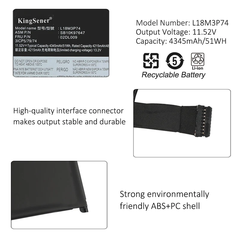 L18M3P73 Battery for Lenovo ThinkPad T490 T495 P43S T14 P14s, 11.52V 51Wh