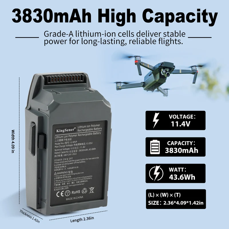 2 Pack Intelligent Flight 3830mAh Batteries Replacement For DJI Mavic Pro