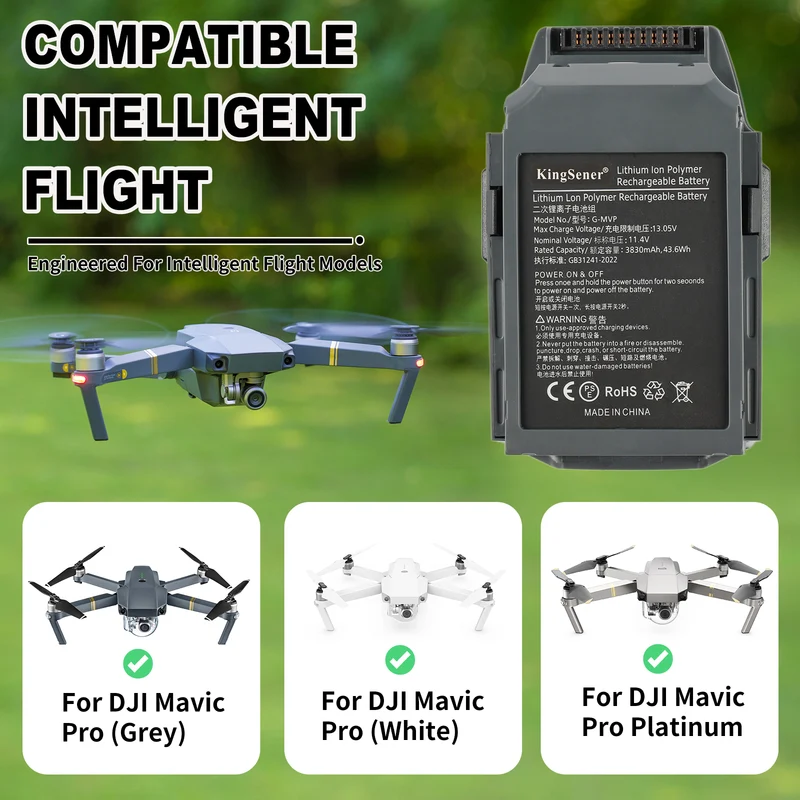 2 Pack Intelligent Flight 3830mAh Batteries Replacement For DJI Mavic Pro