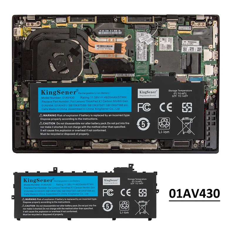 Lenovo ThinkPad X1 Carbon 5th Gen 6th Gen Replacement Laptop Battery 01AV430 11.58V 57Wh