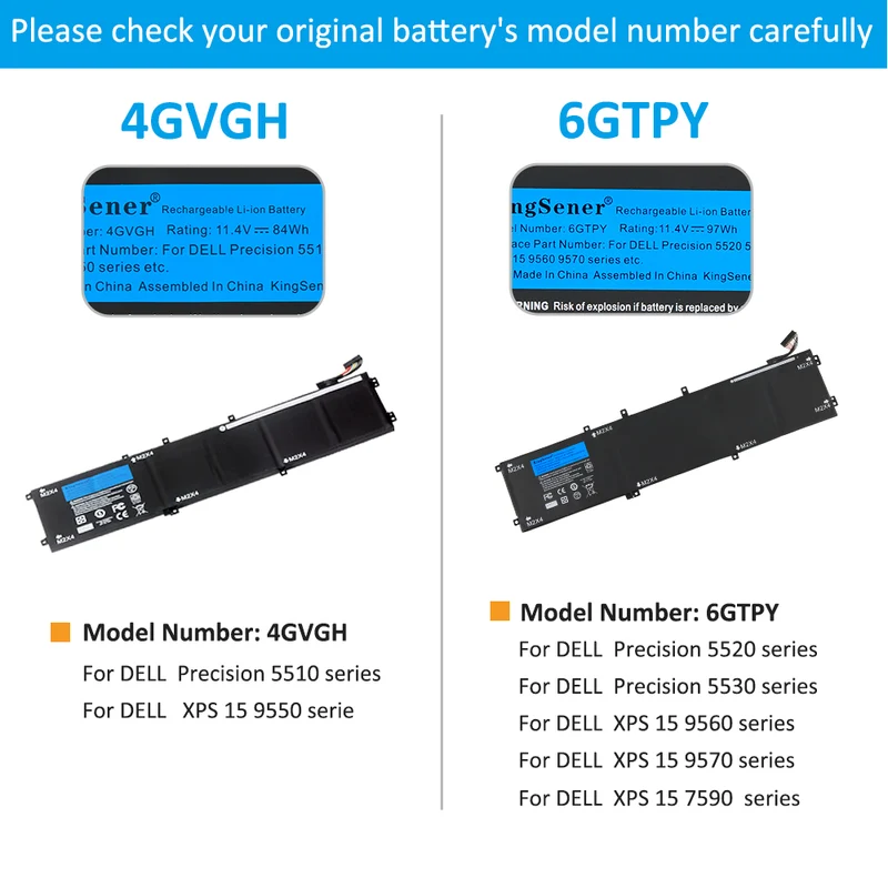 6GTPY Laptop Battery For DELL Precision 5520 5530 DELL XPS 15 9570 9560 Series | EU Stock
