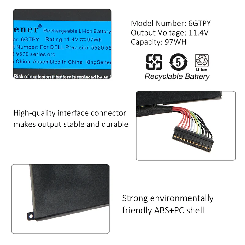 6GTPY Laptop Battery For DELL Precision 5520 5530 DELL XPS 15 9570 9560 Series | EU Stock
