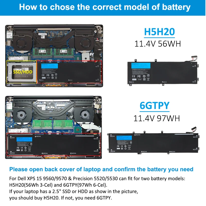 6GTPY Laptop Battery For DELL Precision 5520 5530 DELL XPS 15 9570 9560 Series | EU Stock