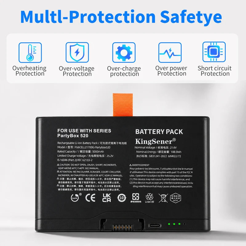 FG6CELL21700G 5000mAh Replacement Battery for JBL PartyBox 720 PartyBox 520 Boombox 4 Battery 600 | 21.6V 108Wh Li-Ion